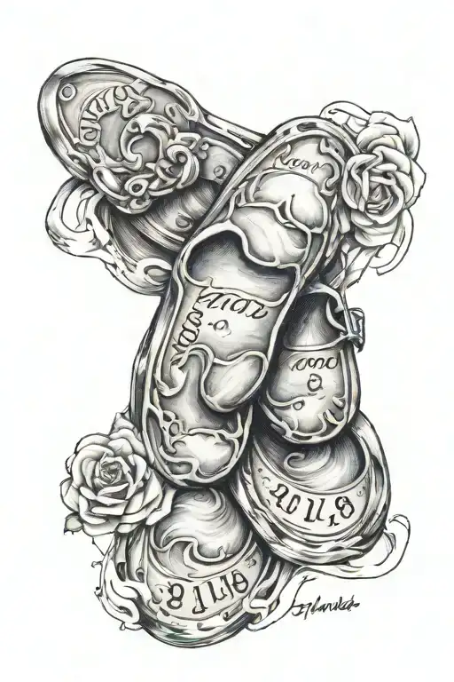 baby footprint with name, date of birth, weight and time of birth tattoo design idea