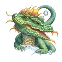 japanese water dragon breathing fire tattoo design idea