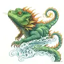 japanese water dragon breathing fire tattoo design idea