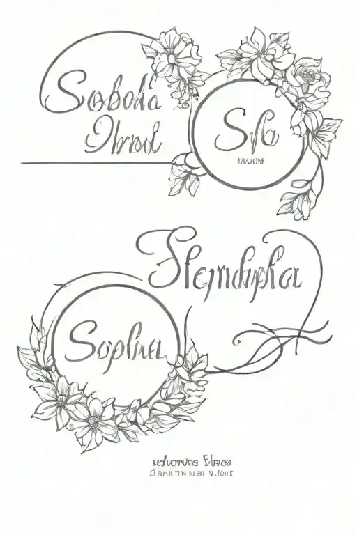 names of my wife and daughter sophia and stephanie, optional the dates 15.09. and 18.09. tattoo design idea