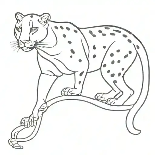 leopard body outline climbing tattoo design idea