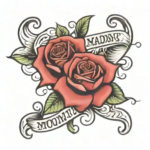 text written mommy daddy roses tattoo design idea