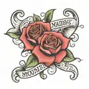 text written mommy daddy roses tattoo design idea