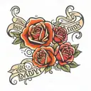 text written mommy daddy roses tattoo design idea