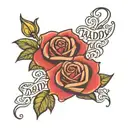 text written mommy daddy roses tattoo design idea