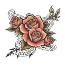 text written mommy daddy roses tattoo design idea