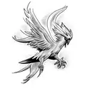 A majestic fusion of Articuno, Zapdos, and Moltres in flight tattoo design idea
