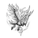 A majestic fusion of Articuno, Zapdos, and Moltres in flight tattoo design idea