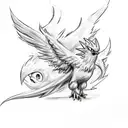 A detailed sketch of Articuno, Zapdos, and Moltres perched on a branch tattoo design idea