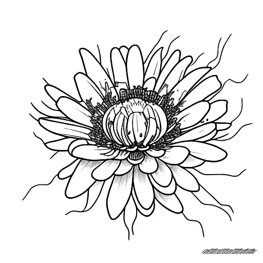 Spine, daisy, chrysanthemum, carnation, narcissus, poppy, aster  tattoo design idea