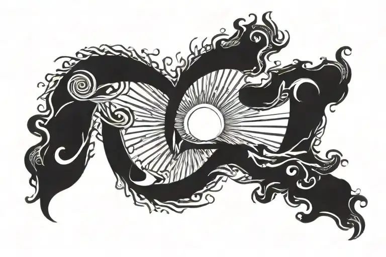 sun and the letter p merged into it tattoo design idea