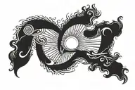 sun and the letter p merged into it tattoo design idea