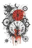 roman clock a compass and names of people tattoo design idea