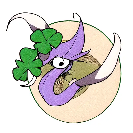 moon, snake, fog, four-leaf clover  tattoo design idea