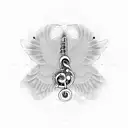 musical notes, sound waves, cdj, mixer, wings  tattoo design idea