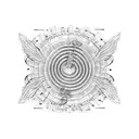 musical notes, sound waves, cdj, mixer, wings  tattoo design idea