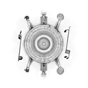 musical notes, sound waves, cdj, mixer, wings  tattoo design idea