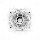 inspired by electronic music, musical notes, sound waves, cdj, mixer, wings,  tattoo design idea