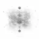 inspired by electronic music, musical notes, sound waves, cdj, mixer, wings,  tattoo design idea