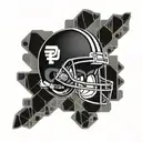 Create a tattoo featuring Purdue's football helmet with a motivational quote from NF, surrounded by intricate blackwork patterns tattoo design idea