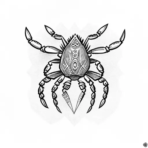 bow and arrow and a crab tattoo design idea