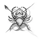 bow and arrow and a crab tattoo design idea