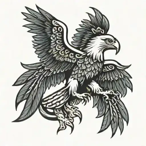 albanian eagle flying tattoo design idea