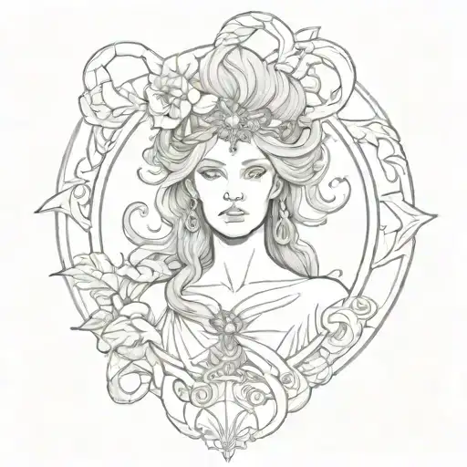 goddess Nyx greek mythology tattoo design idea