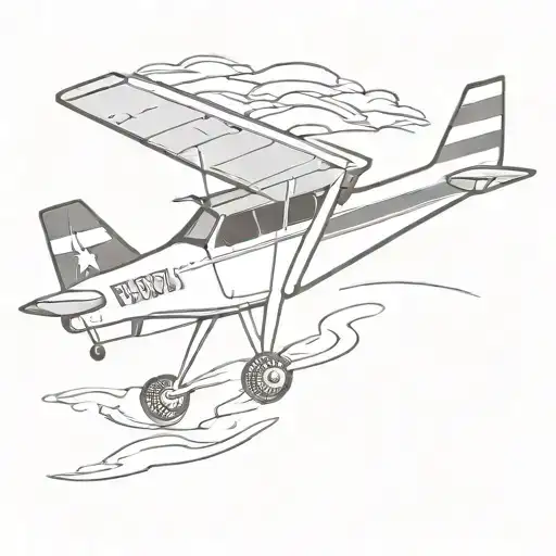 Cessna 152 with cowboyhat and Texas flag on tail  tattoo design idea