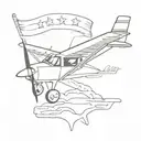 Cessna 152 with cowboyhat and Texas flag on tail  tattoo design idea