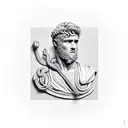 roman bust with a snake tattoo design idea