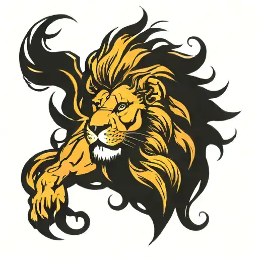 lion with fire mane  tattoo design idea
