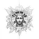 crucifix Jesus flowers tattoo design idea