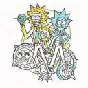rick and morty sailor moon surrounded tattoo design idea