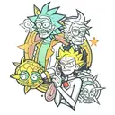 rick and morty sailor moon surrounded tattoo design idea