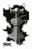 thor hammer with lightning tattoo design idea