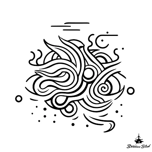 Surf board, sunset, waves, beach tattoo design idea