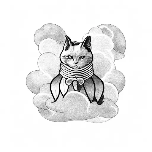 ribbon and clouds tattoo design idea