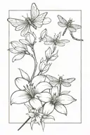 dog paw print, dragonfly, saxophone, Lily flower tattoo design idea