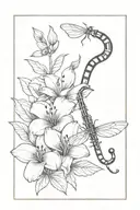 dog paw print, dragonfly, saxophone, Lily flower tattoo design idea