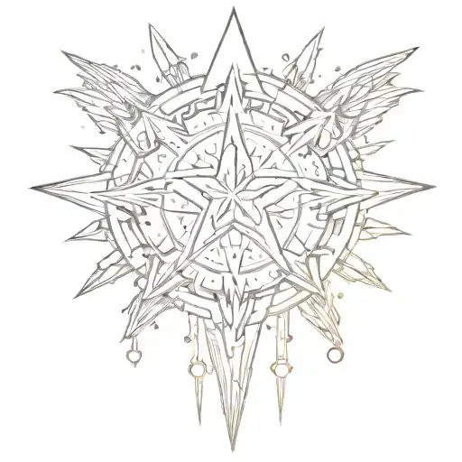 shining ancient totem around a star tattoo design idea