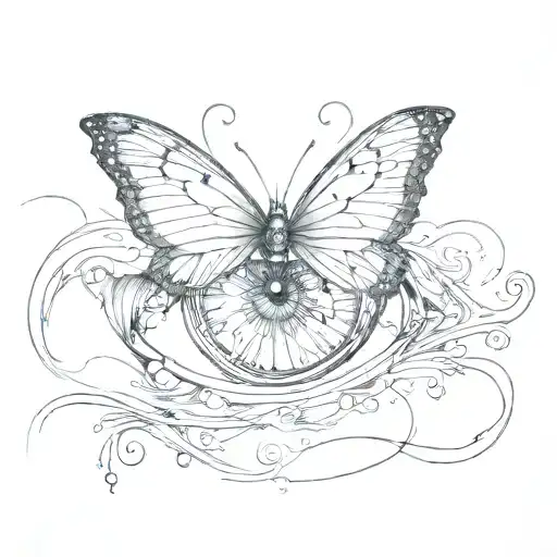 butterfly dissolving into eye tattoo design idea