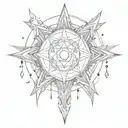 shining ancient totem around a star tattoo design idea