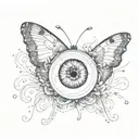 butterfly dissolving into eye tattoo design idea