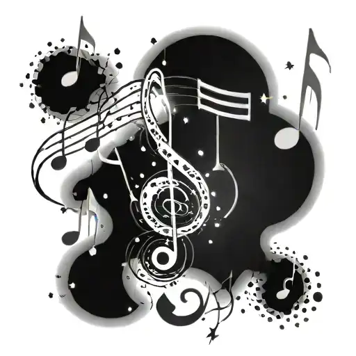 A constellation of music notes forming a galaxy tattoo design idea