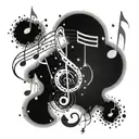 A constellation of music notes forming a galaxy tattoo design idea