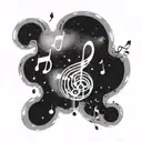 A constellation of music notes forming a galaxy tattoo design idea