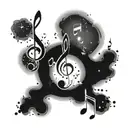 A constellation of music notes forming a galaxy tattoo design idea