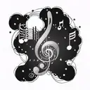 A constellation of music notes forming a galaxy tattoo design idea