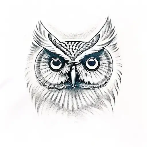 just a picture of an owl flying towards the right in the sky  like someone is looking at it from the ground tattoo design idea